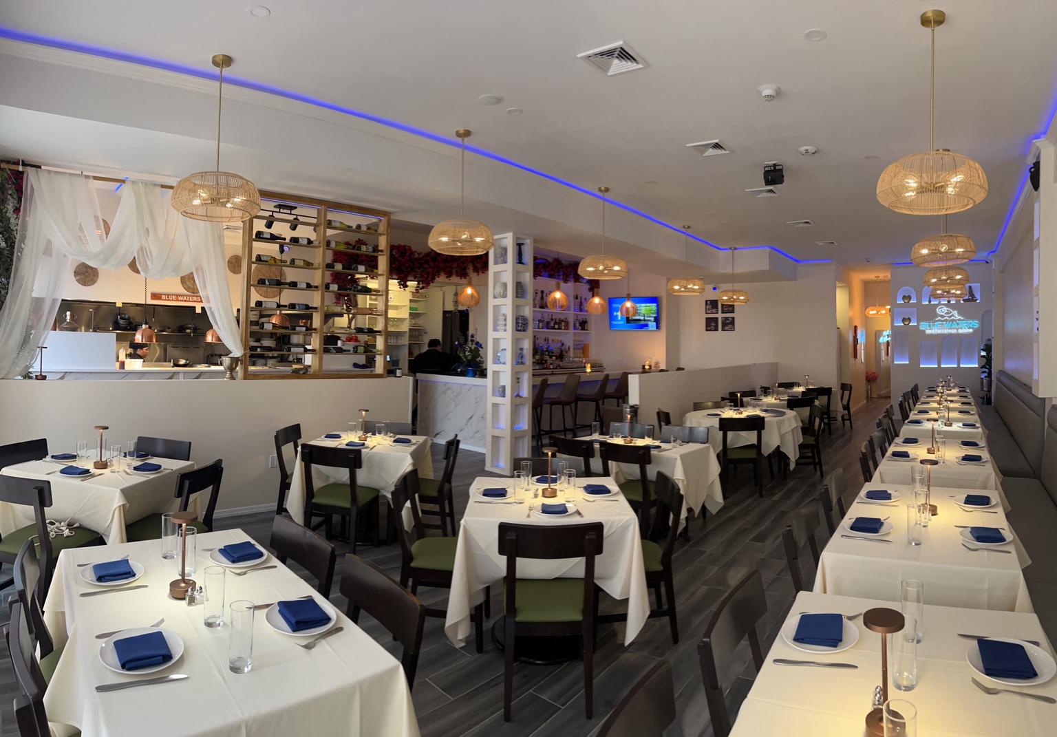 The Blue Waters Mediterranean Cuisine dining room